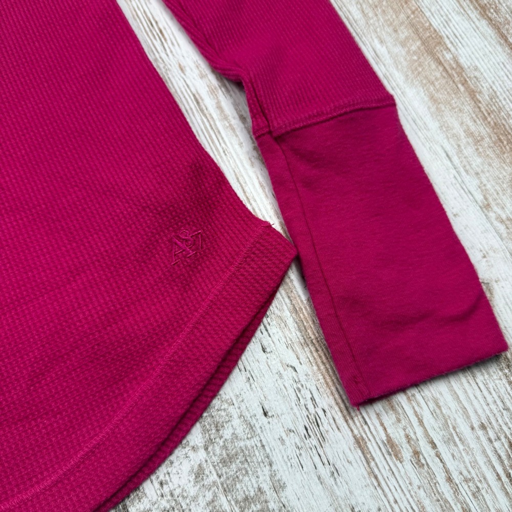 VTG Y2K Aeropostale Magenta Pink Waffle Knit Henley Long Sleeve Top M Coquette - Picture 4 of 8